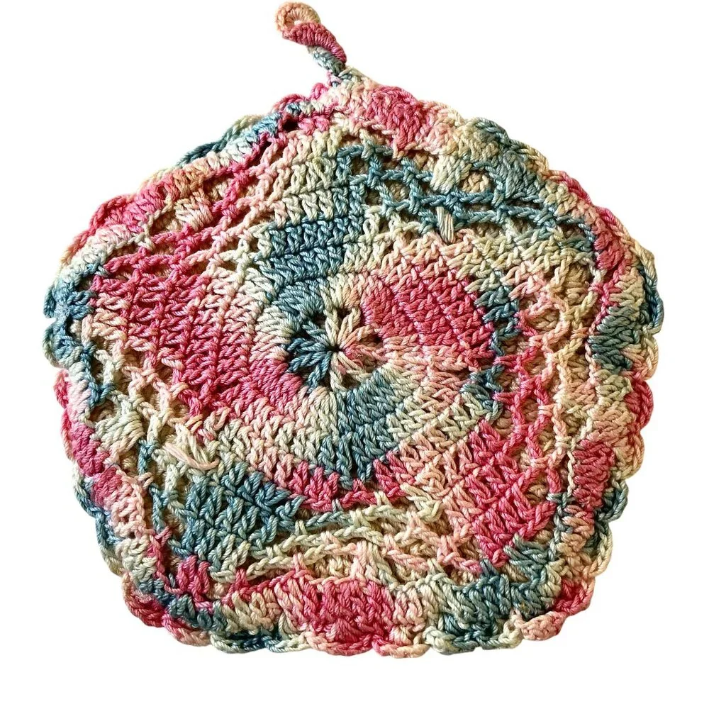 Potholder Hot Pad Hand Crochet Granny Chic Vintage Lot of 3 Small